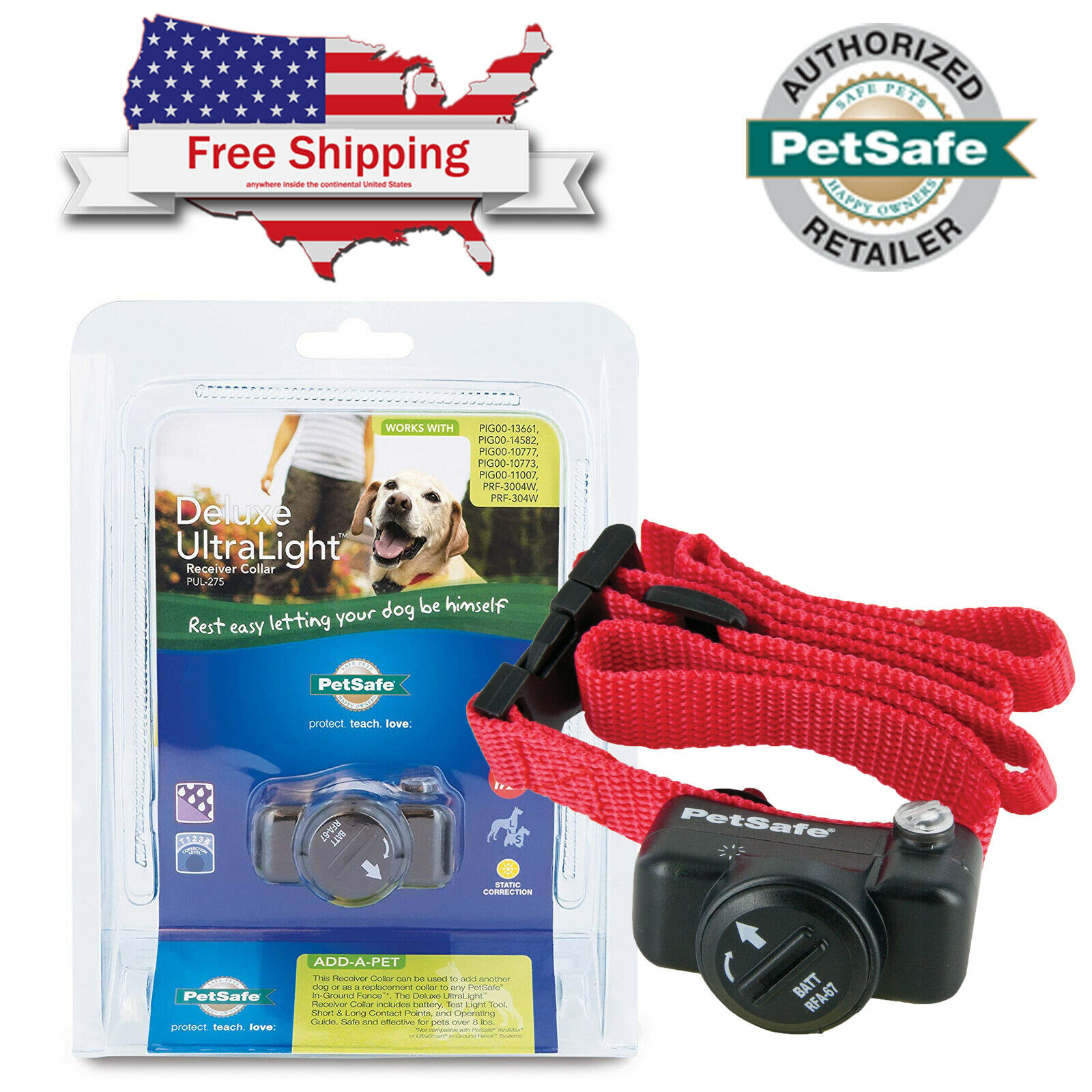 Petsafe In-ground Deluxe Ultralight Dog Fence Collar Receiver Bundle Pul-275