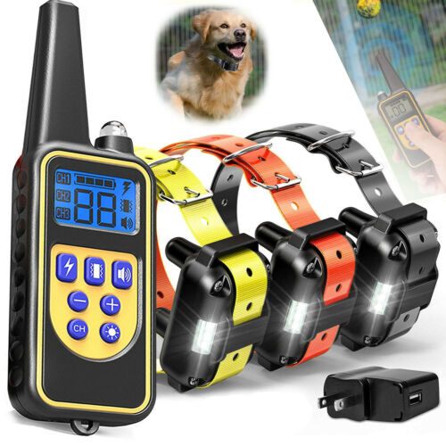 Pet Training Waterproof Rechargeable Dog Training Collar Shock Remote 1/2/3 Dogs