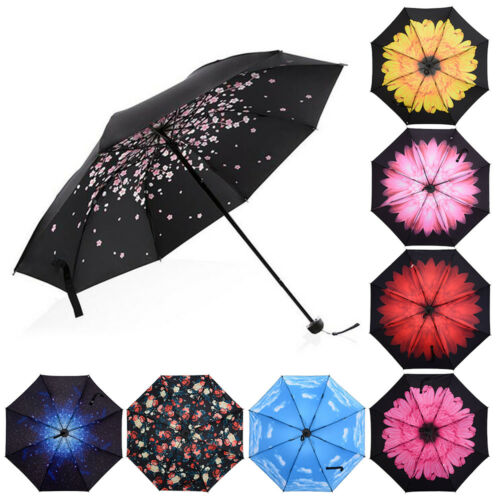 50+ Anti-uv Sun Rain Protection Windproof Flower Parasols 3 Folding Umbrella