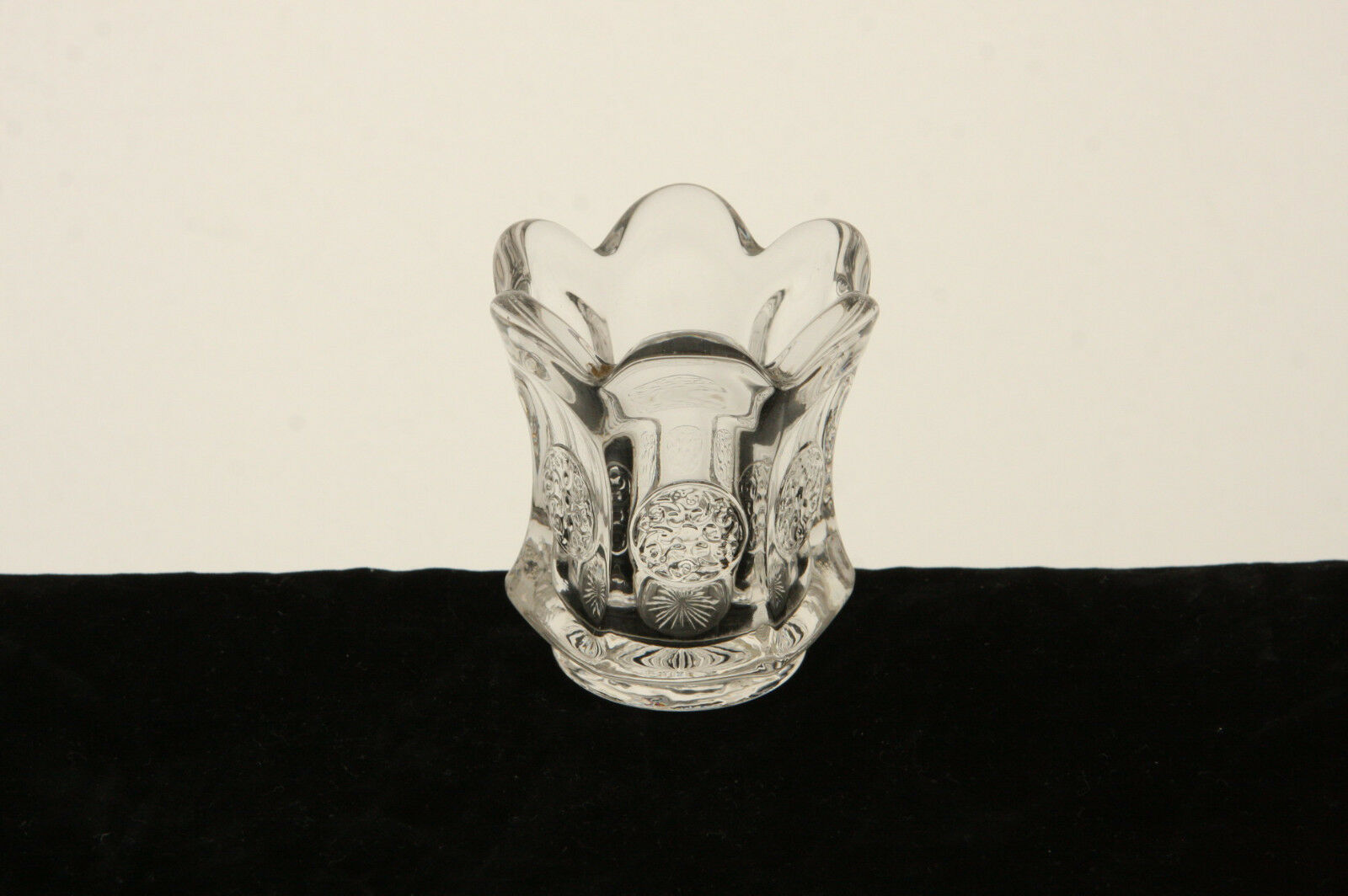 Imperial Glass Crystal Flute Pattern Toothpick Holder With Circular Medallions