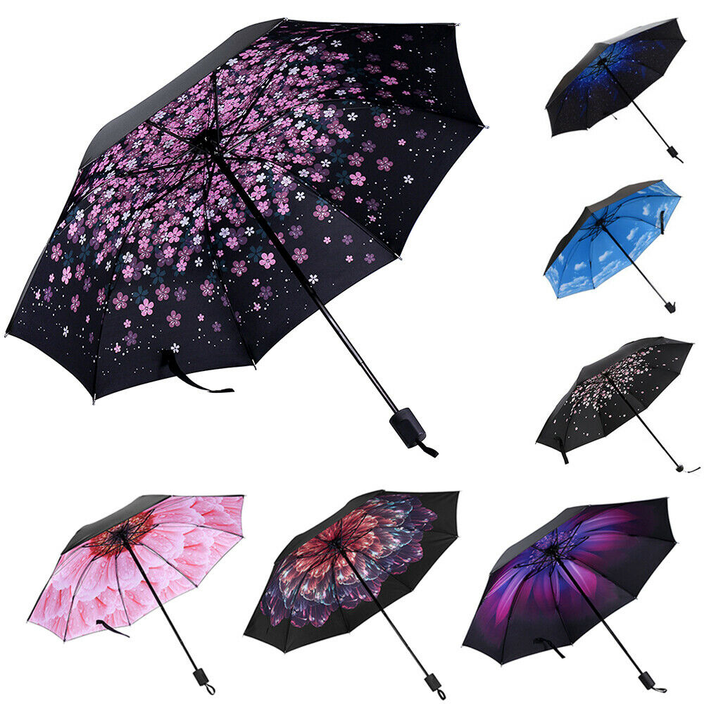 Windproof 50+ Anti-uv Sun Rain Protection Umbrella Flower Parasols 3 Folding