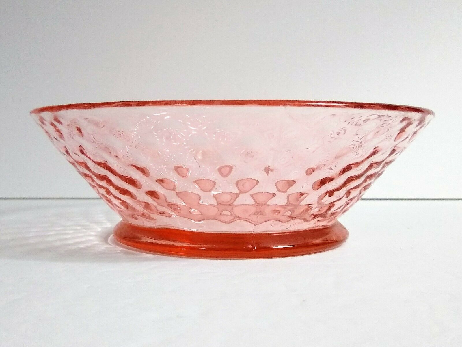 Imperial Glass "diamond Quilted" Pink Round Bowl,  6-5/8", Euc!