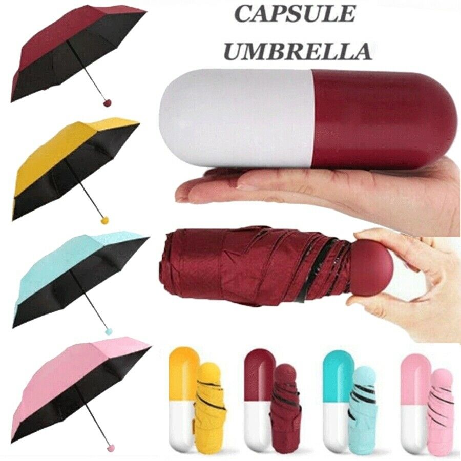 Mini 6-folding Compact Capsule Umbrella Windproof Anti-uv Rain Sun Portable New