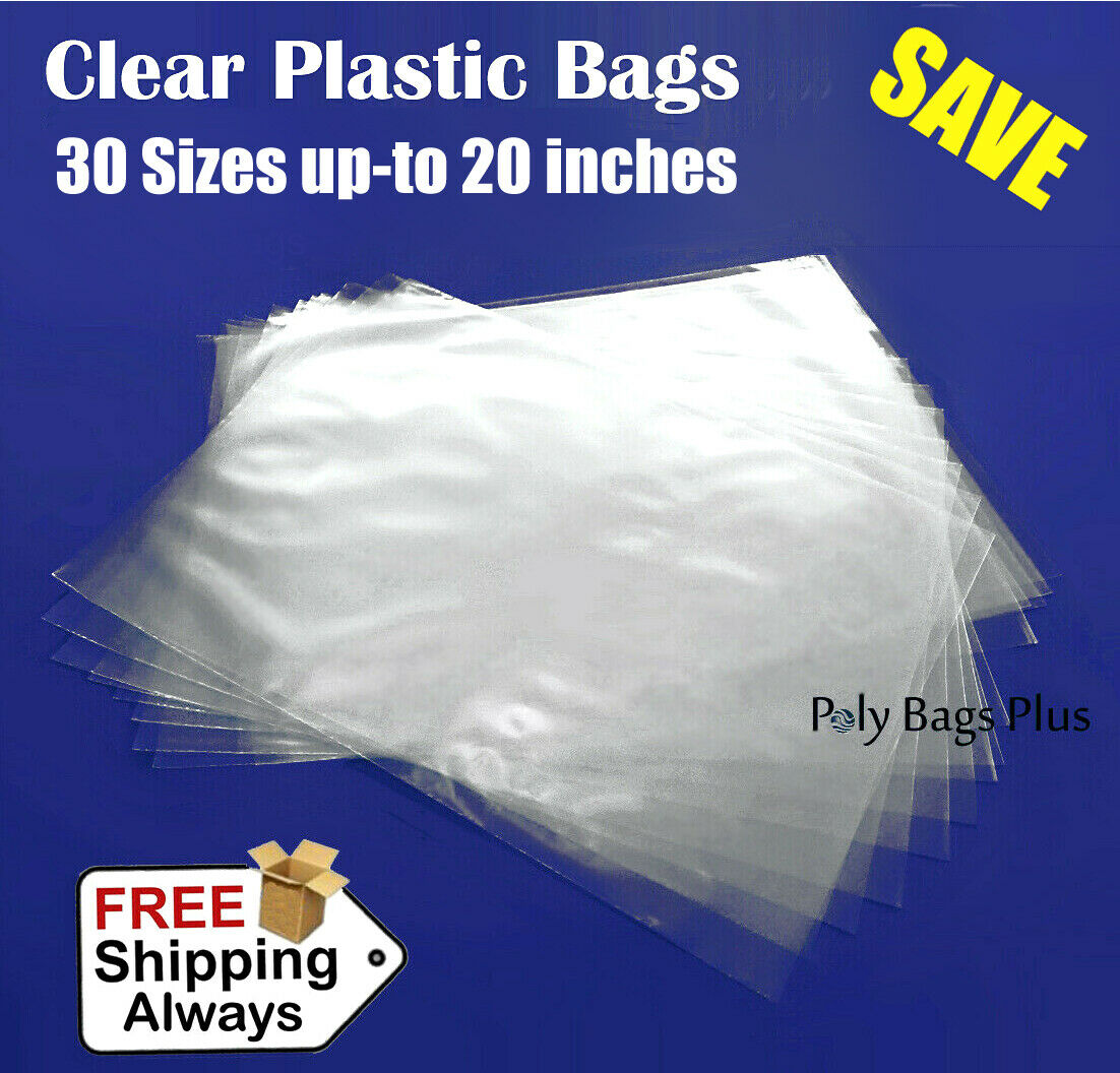 Plastic Clear Bags T Shirt 100 200 500 1000 Flat Open Top Apparel Poly Bag 1mil